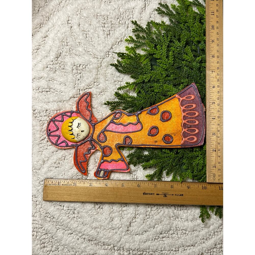 Vintage Dickson Masonite Angel Orange Pink Psychedelic Retro Mid Century Flat - Picture 9 of 11